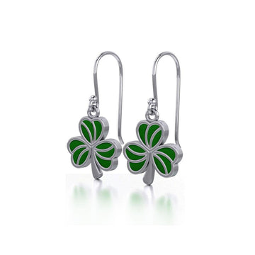 Enamel Shamrock Clover Silver Earrings TER1718 - Jewelry